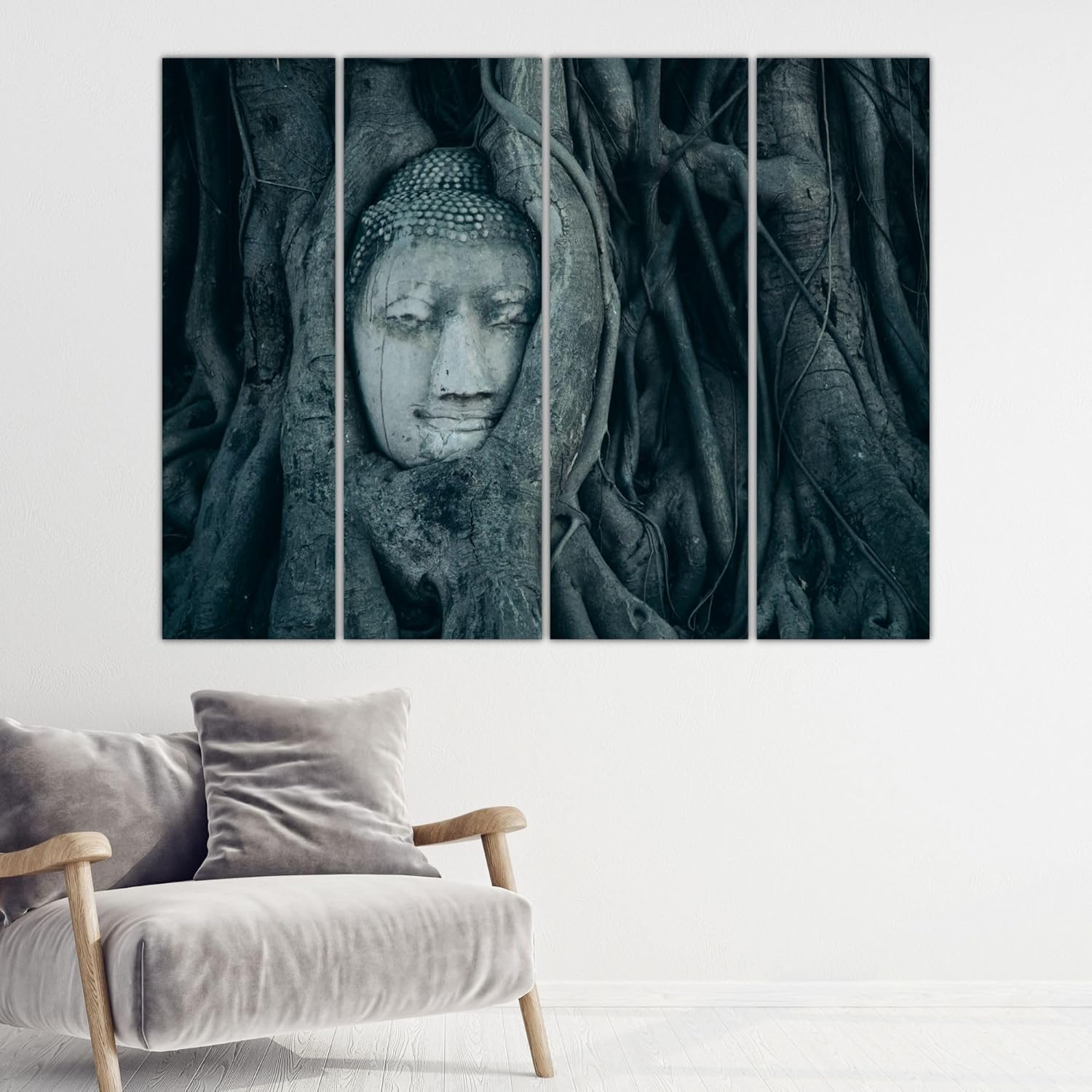 inep-b0cghy4pt4-close-up-of-the-splash-proof-vinyl-print-on-the-buddha-nificent-4-panel-framed-wall-art.jpg